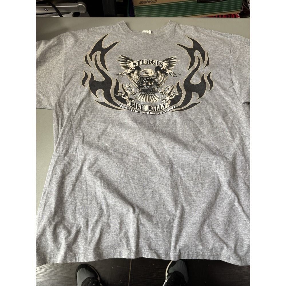 Sturgis 2010 70th Annual Bike Rally Double-sided Gray T Shirt Mens Size XL